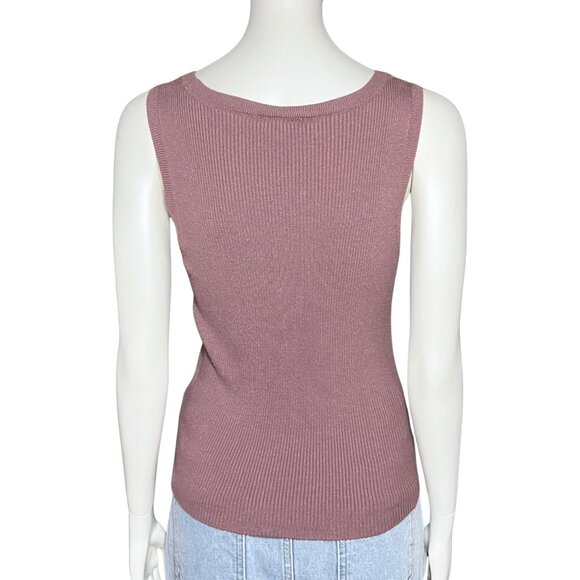 Express Mauve Ribbed Knit Tank Top. Medium. Minimalist Casual Layering Capsule - Picture 4 of 8